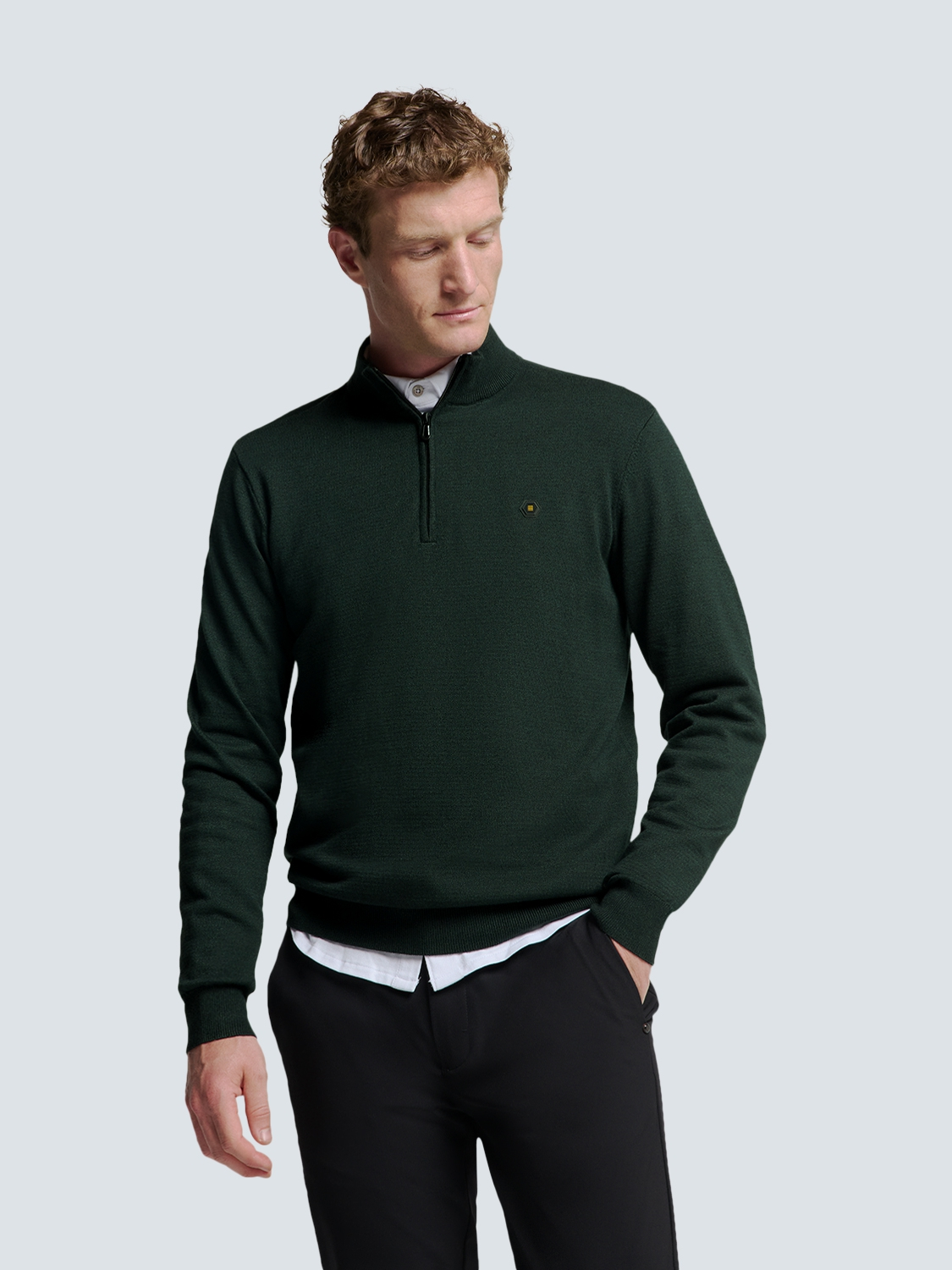 No Excess | Pullover half zip 2 coloured melange