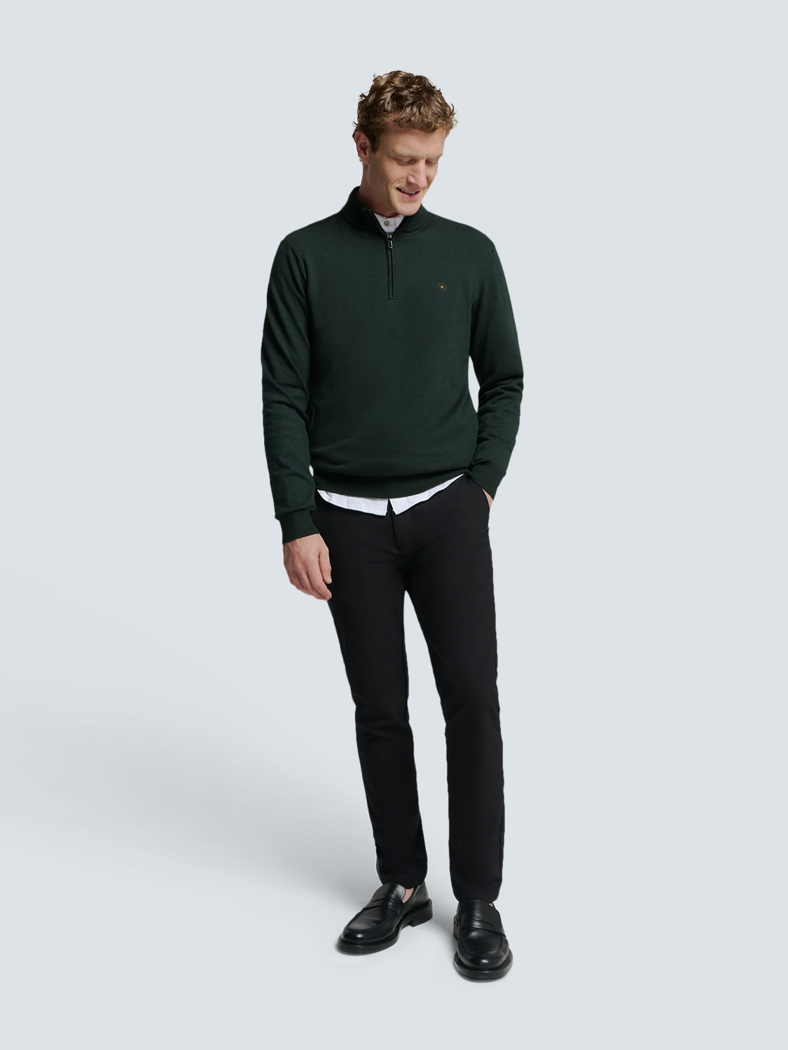 No Excess | Pullover half zip 2 coloured melange